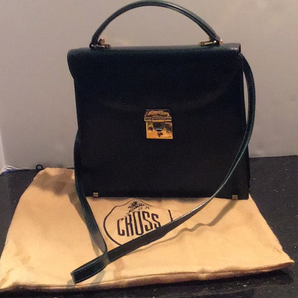 Vintage Mark Cross Leather Handbag in Hunter Green